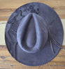 Howling Wolf Burned Hat, cowgirl Burned Mountain Cowboy Hat: Engraved Suede/Felt Boho Fedora, Felt Wide brim hat Western Hat Festivals