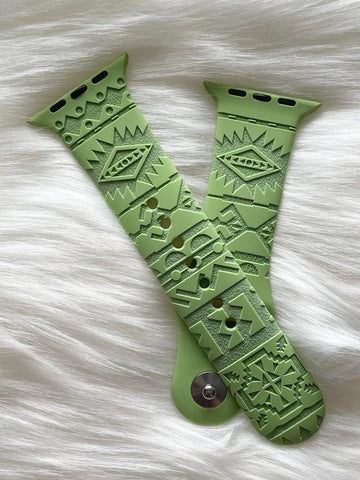 Engraved Vintage Aztec Geometric l Design for Apple Watch Silicone Sports Band/Strap  38mm/40mm/41mm/42mm/44mm/45mm/46mm/49mm