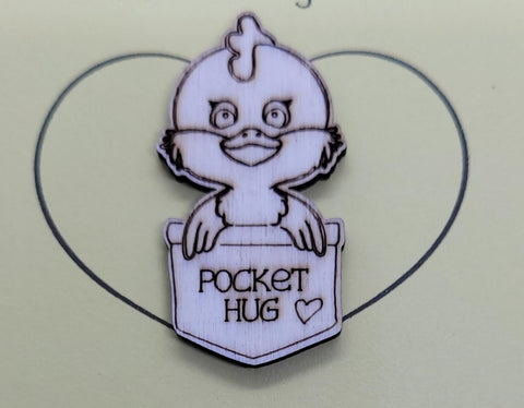 Chick Handmade Wooden Pocket hug token love gift little pocket hug, pick me up pocket hug token
