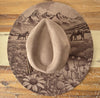 Horses, meadow and mountains Burned Hat, Floral Cowboy Hat. Burned Cowboy Hat: Engraved Suede/Felt Boho Fedora, Felt Wide brim hat Festivals