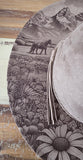 Horses, meadow and mountains Burned Hat, Floral Cowboy Hat. Burned Cowboy Hat: Engraved Suede/Felt Boho Fedora, Felt Wide brim hat Festivals