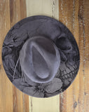 Skull and flowers Burned Hat, Floral Cowboy Hat. Burned Cowboy Hat: Engraved Suede/Felt Boho Fedora, Wide brim hat Western Hat Festivals