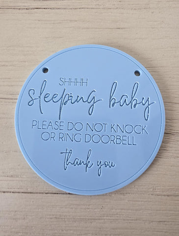 Shhh baby sleeping sign Please don't knock Door or Wall Plaque New Mothers Gift Acrylic or Wood Custom Name Garden sign