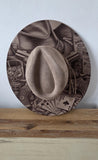 The Gambler Burned Hat, Floral Cowboy Hat. Burned Cowboy Hat: Engraved Suede/Felt Boho Fedora, Wide brim hat Western Hat Festivals