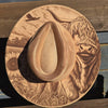 Highland Cow and sunflowers Burned Hat, Halloween, cow and flowers Burned cowgirl Cowboy Hat: Engraved Suede/Felt Boho Fedora, Wide brim hat