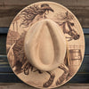 Barrel racer Horse Burned Hat, Halloween, cow and flowers Burned cowgirl Cowboy Hat: Engraved Suede/Felt Boho Fedora, Wide brim hat