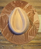 Howling wolf Hat, Bird Burned cowgirl Cowboy Hat: Engraved Suede/Felt Boho Fedora, Felt Wide brim hat Western Hat Festivals