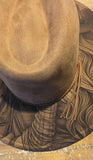 Cowgirl and Horse Burned Hat, Floral Burned cowgirl Cowboy Hat: Engraved Suede/Felt Boho Fedora, Felt Wide brim hat Western Hat Festivals