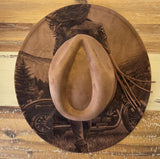 Motorbike Cowgirl Burned Hat, Biker Woman cowgirl Cowboy Hat: Engraved Suede/Felt Boho Fedora, Felt Wide brim hat Western Hat Festivals