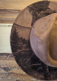 Motorbike Cowgirl Burned Hat, Biker Woman cowgirl Cowboy Hat: Engraved Suede/Felt Boho Fedora, Felt Wide brim hat Western Hat Festivals