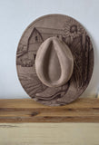 Cowgirl Boots and Barn, Meadow Cowgirl Burned Hat, Floral Burned cowgirl Cowboy Hat: Engraved Suede Boho Fedora, Wide brim hat Western Hat