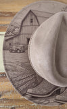 Cowgirl Boots and Barn, Meadow Cowgirl Burned Hat, Floral Burned cowgirl Cowboy Hat: Engraved Suede Boho Fedora, Wide brim hat Western Hat