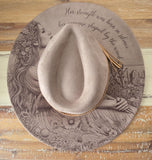 Wildflower Dreamer, Motivation Burned cowgirl Cowboy Hat: Engraved Suede/Felt Boho Fedora, Felt Wide brim hat Western Hat Festivals