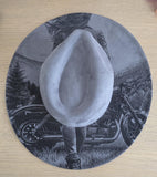 Motorbike Cowgirl, Biker Burned Hat, Biker Woman cowgirl Cowboy Hat: Engraved Suede/Felt Boho Fedora, Wide brim hat Western Hat Festivals