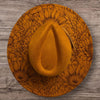 Sunflowers, Floral Burned Hat, cowgirl Burned Mountain Cowboy Hat: Engraved Suede/Felt Boho Fedora, Felt Wide brim hat Western Hat Festivals
