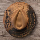 Horse, galloping horse Burned Hat, Floral Burned cowgirl Cowboy Hat: Engraved Suede/Felt Boho Fedora, Felt Wide brim hat