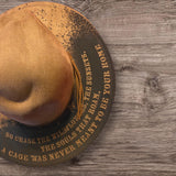 Horse, galloping horse Burned Hat, Floral Burned cowgirl Cowboy Hat: Engraved Suede/Felt Boho Fedora, Felt Wide brim hat