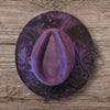Dark night Dragons Burned cowgirl Cowboy Hat: Engraved Suede/Felt Boho Fedora, Felt Wide brim hat Western Hat Festivals