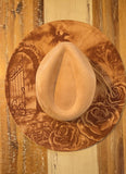 Dark night Dragons Burned cowgirl Cowboy Hat: Engraved Suede/Felt Boho Fedora, Felt Wide brim hat Western Hat Festivals