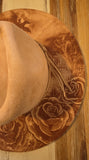 Dark night Dragons Burned cowgirl Cowboy Hat: Engraved Suede/Felt Boho Fedora, Felt Wide brim hat Western Hat Festivals