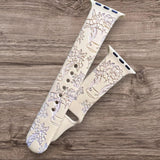 Engraved Floral Dairy Cow  Gift for Apple Watch Silicone Sports Band/Strap  38mm/40mm/41mm/42mm/44mm/45mm/46mm/49mm