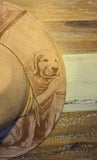 Labrador, dog lover Burned cowgirl Cowboy Hat: Engraved Suede/Felt Boho Fedora, Felt Wide brim hat Western Hat Festivals