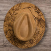 Humming Bird Burned Hat, Floral Burned cowgirl Cowboy Hat: Engraved Suede/Felt Boho Fedora, Felt Wide brim hat