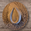 Wings and roses, memorial  Burned Hat, Skull and roses, Cowboy desert Burned Cowboy Hat: Feathers Engraved Suede Boho Fedora, Wide brim hat