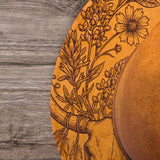 Longhorn Skull Burned Hat, Skull and roses, Cowboy desert Burned Cowboy Hat: Feathers Engraved Suede/Felt Boho Fedora, Felt Wide brim hat