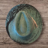 Weeping Willow Dreamer, Motivation Burned cowgirl Cowboy Hat: Engraved Suede/Felt Boho Fedora, Felt Wide brim hat Western Hat Festivals
