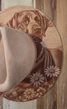 Labrador, dog lover Burned cowgirl Cowboy Hat: Engraved Suede/Felt Boho Fedora, Felt Wide brim hat Western Hat Festivals