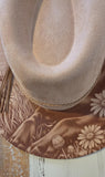 Labrador, dog lover Burned cowgirl Cowboy Hat: Engraved Suede/Felt Boho Fedora, Felt Wide brim hat Western Hat Festivals