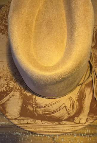 Labrador, dog lover Burned cowgirl Cowboy Hat: Engraved Suede/Felt Boho Fedora, Felt Wide brim hat Western Hat Festivals